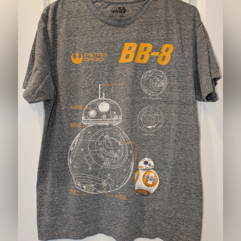 Star Wars BB-8 Graphic T-Shirt Gray Size Medium Astro Droid Tee